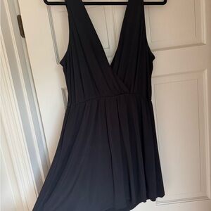 BCBGeneration Black Sleeveless V-Neck Dress with leather strap detail